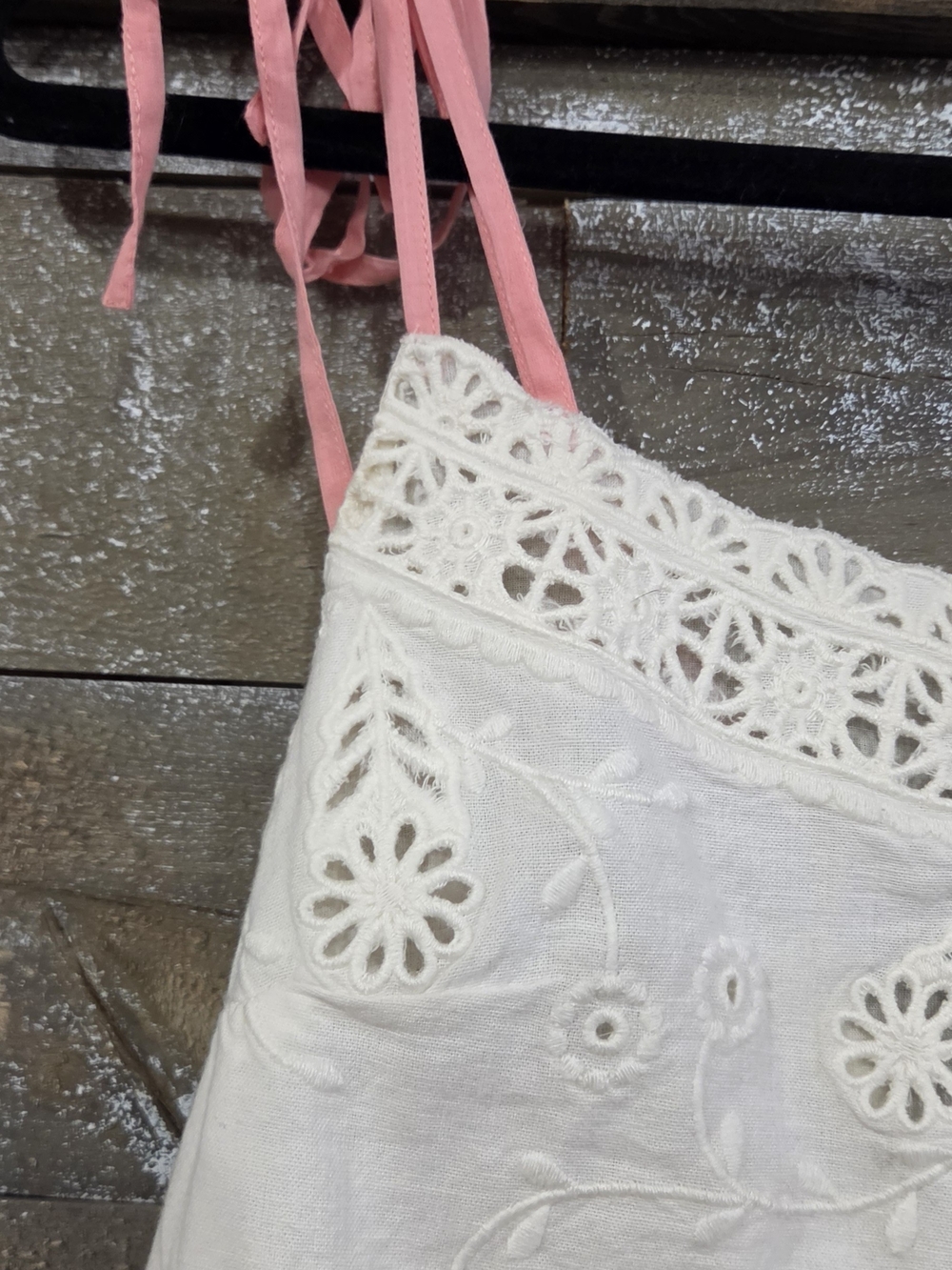Free People morgan White Eyelet Embroidered Tank with Pink Tie Straps - Picture 4 of 6